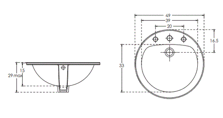WASH BASIN ROUND - HINDWARE -  ( STAR WHITE - ROUND - 0x475 mm - 0inchX19inch )