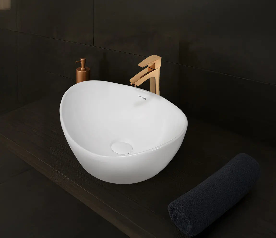WASH BASIN TABLE TOP DEW - HINDWARE -  ( STAR WHITE - ART - 415x350 mm - 16.5inchX14inch )