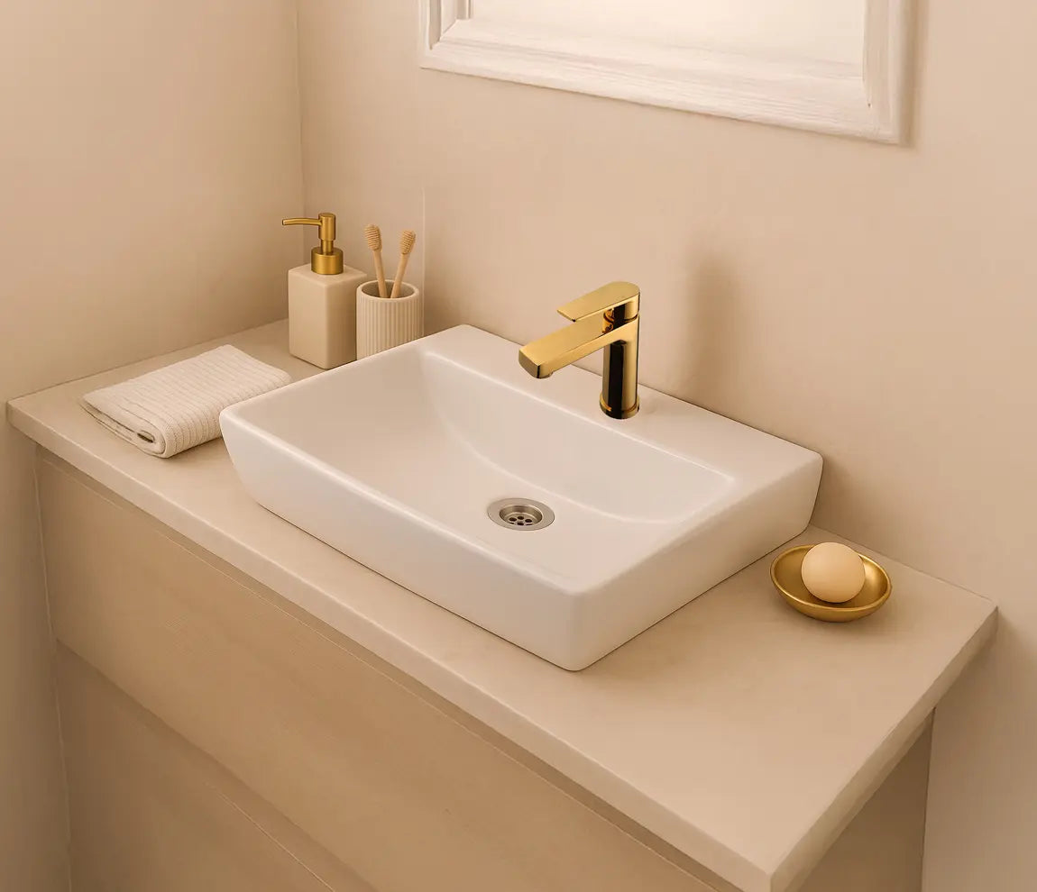 WASH BASIN W/MOUNT / TABLE TOP FABIO - HINDWARE -  ( STAR WHITE - ART - 450x370 mm - 18inchX14.8inch )