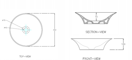 TABLE TOP WASH BASIN ROUND - HINDWARE -  ( STAR WHITE - ELEGANCE - 350x350 mm - 14inchX14inch )