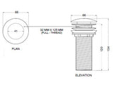 WASTE COUPLING W/POP UP F/T - AQUANT - ( BLACK MATT - - 125x32 mm - 0inchX0inch )