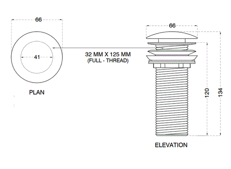 BRASS WASTE COUPLING W/POP UP F/T - AQUANT -  ( BRUSHED ROSE GOLD -  - 125x32 mm - 5inchX1.25inch )