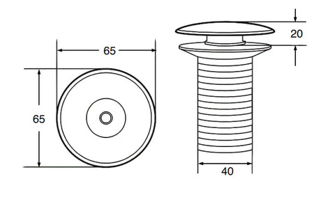 CERAMIC POP-UP WASTE COUPLING - AQUANT -  ( MATT GREY - CERAMIC - 32x125 mm - 1.28inchX5inch )