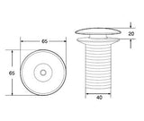 WASTE COUPLING W/POP UP FOR STONE - AQUANT -  ( NERO MARQUINA MARBLE -  - 32x12 mm - 1.28inchX0.48inch )