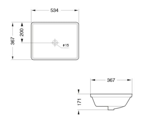 UNDER COUNTER WASH BASIN - AQUANT - ( MATT SEAFOAM GREEN - - 534x367x171 mm - 21.36inchX14.68inchX6.8inch )