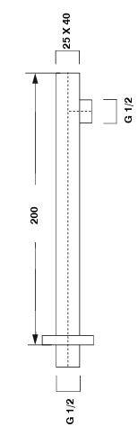 BRASS VERTICAL SQUARE SHOWER ARM - AQUANT - ( MATT BLACK - - 200x0 mm - 8inchX0inch )