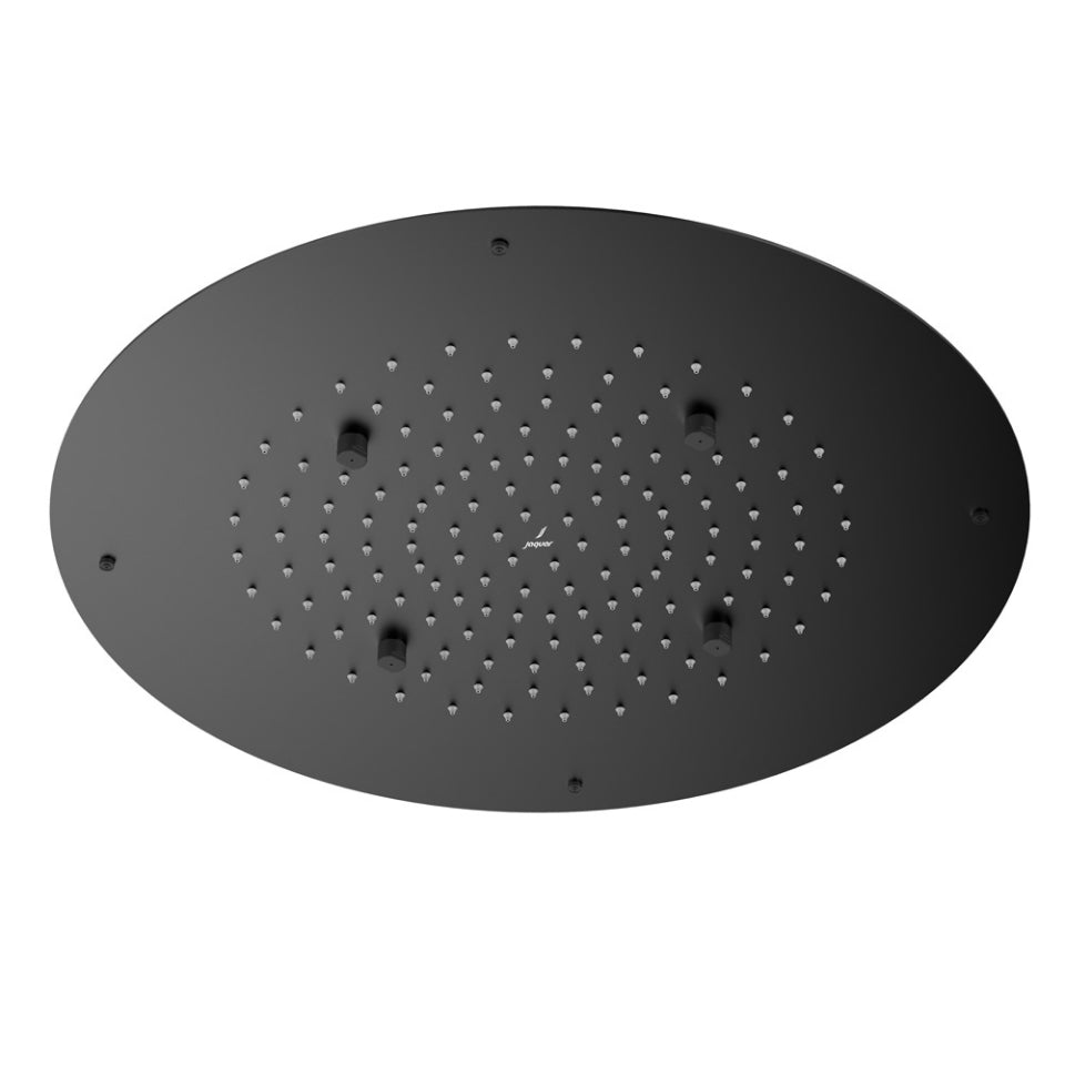 DUOFLO SHOWER ROUND SHAPE 450MM AISI 304 STAINLESS STEEL WITH RGB LED CHROMOTHERAPY, REMOTE CONTROL, RAIN & MIST FUNCTIONS, AND FALSE CEILING W/ INSTALLATION KIT - JAQUAR FAUCETS - (BLACK MATT - DUOFLO SHOWER - 0x450 mm - 0inchX18inch)