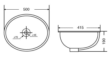 UNDER COUNTER CERAMIC WASH BASIN - AQUANT - ( WHITE - - 500x415x190 mm - 20inchX16.6inchX7.6inch )