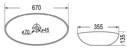 STONE WASH BASIN - AQUANT -  ( TRAVERTINE MARBLE -  - 670x380 mm - 26.5inchX15inch )