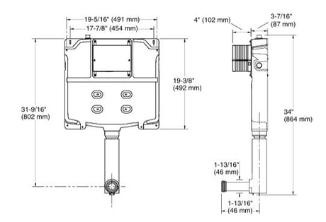 INSTAFLUSH-TANK W/OFRAME MECH - KOHLER PREMIUM -  ( POLISHED CHROME - PREMIUM - 805x510 mm - 20inchX0inch )