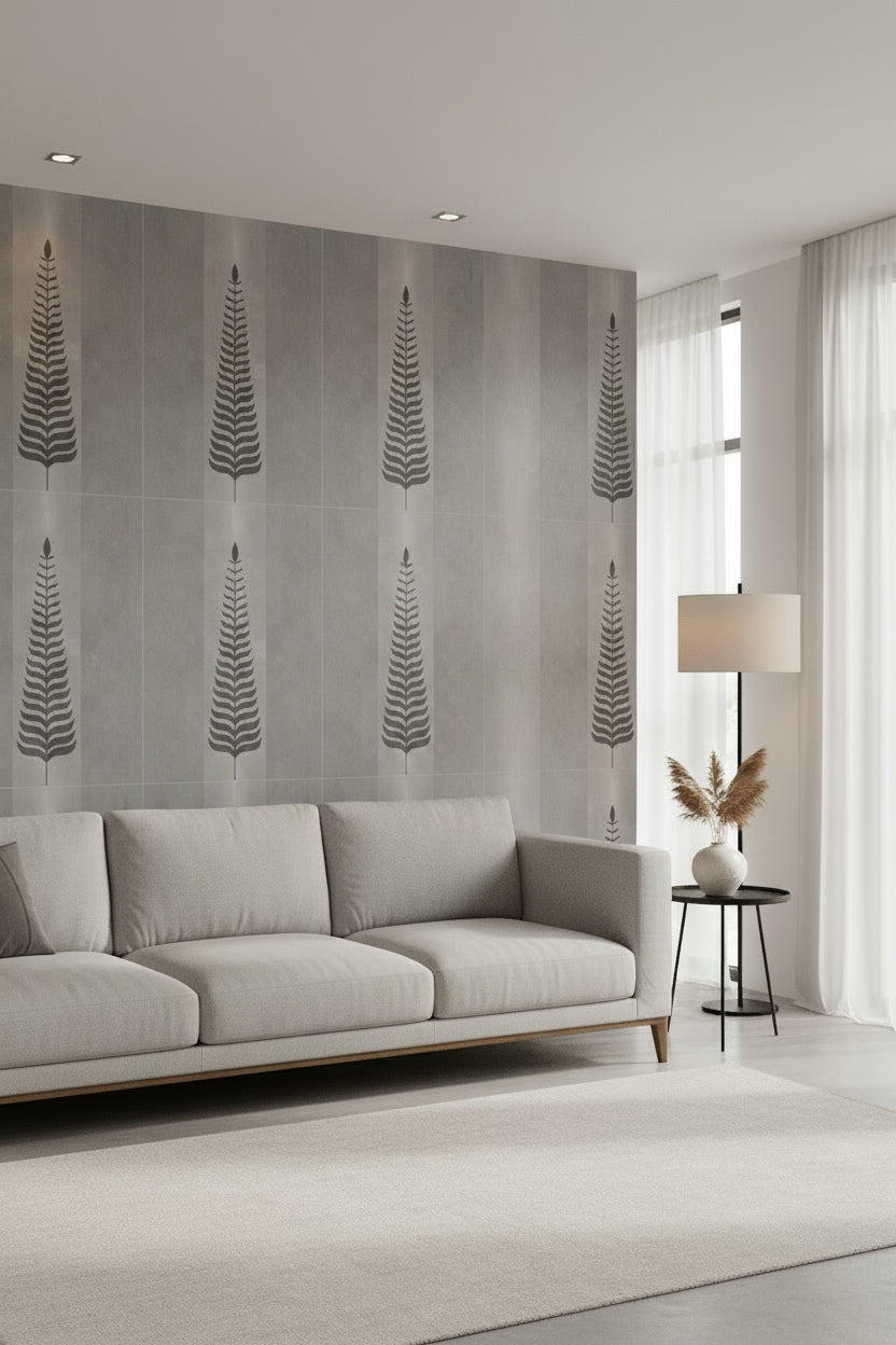 BRAZZIL GREY LEAF DECOR HL - INDIAN TILES - ( - CRIST DECOR - 1200x600 mm - 48inchX24inch)