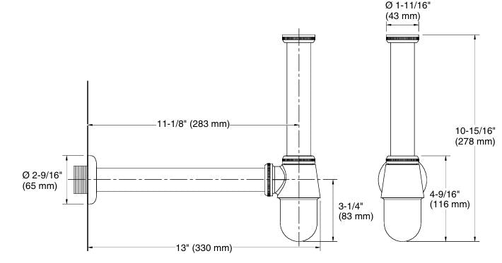 COMPLEMENTARY-BOTTLE TRAP W/O DRAIN PIPE - KOHLER POPULAR -  ( VIBRANT BRUSHED ROSE GOLD - POPULAR - 0x300 mm - 0inchX12inch )
