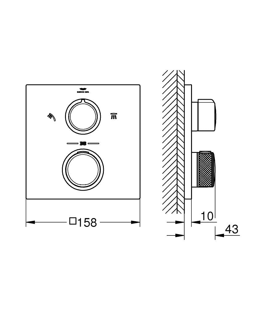ALLURE THERMOSTATIC SHOWER/HANDSHOWER MIXER- 2 WAY DIVERTER - GROHE -  ( BRUSHED WARM SUNSET - G5 - ALLURE - 0x0 mm - 0inchX0inch )