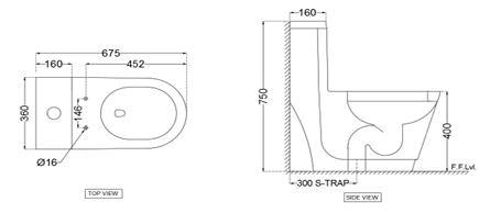EWC ONE PC 300MM S-TRAP W/S/CVR - JAQUAR SWARE - ( WHITE - OPAL - 0x0 mm - 0inchX0inch )
