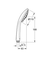 EUPHORIA 110 MASSAGE HAND SHOWER - GROHE -  ( CHROME - G4 - EUPHORIA - 0x15 mm - 0inchX0.6inch )