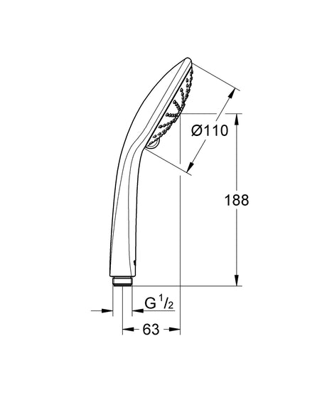 EUPHORIA 110 MASSAGE HAND SHOWER - GROHE -  ( CHROME - G4 - EUPHORIA - 0x15 mm - 0inchX0.6inch )