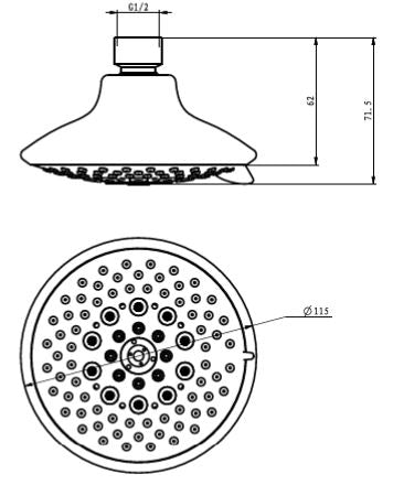 HAND SHOWER ROUND - AQUANT - ( CHROME - - 15x120 mm - 0.5inchX4.5inch )