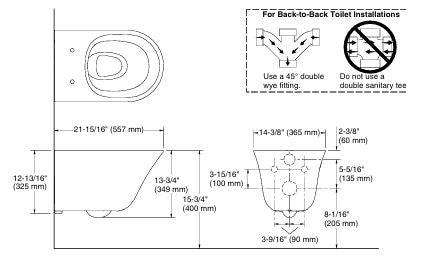 VIVE WALL HUNG BOWL EWC W/O SC FOR38991IN-K4 - KOHLER PREMIUM -  ( CASHMERE - PREMIUM - 557x364 mm - 22.2inchX14.5inch )