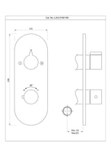 AQUAMAX EXPOSED PART KIT OF THERMOSTATIC SHOWER MIXER WITH 2-WAY OUTLET WITH SLEEVE (COMPATIBLE WITH ALD-681N)- JAQUAR FAUCETS -  ( BLACK MATT - LAGUNA - 0x15 mm - 0inchX0.5inch )