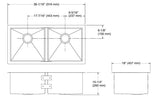 STRIVE TM SS DOUBLE BOWL UNDERMOUNT FABRICATED (DEPTH 10.16 INCH)W/STRAINER - KOHLER LUXURY -  (  - LUXURY - 914x457 mm - 36.56inchX18.28inch )