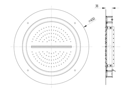 DUOFLO SHOWER ROUND SHAPE 450MM WITH RGB LED LIGHT REMOTE CONTROL & INSTALLATION KIT FOR FALSE CEILING - JAQUAR FAUCETS - ( CHROME - DUOFIO SHOWER - 0x450 mm - 0inchX18inch )