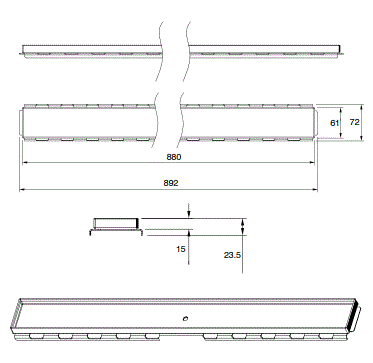 SHWR CHANNEL DRAIN(TILE INSERT)W/O BASE - AQUANT -  ( 304 STAINLESS STEEL -  - 900x80 mm - 36inchX3inch )