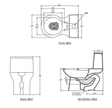 (PRUN) E.W.C ELEGANCE ONE-PIECE S-TRAP 220MM - HINDWARE -  ( STAR WHITE - ITALIAN - 0x0 mm - 0inchx0inch )