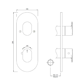 AQUAMAX EXPOSED PART KIT OF THERMOSTATIC SHOWER MIXER WITH 2-WAY DIVERTER WITH SLEEVE (COMPATIBLE WITH ALD-681N) - JAQUAR FAUCETS -  ( BLUSH GOLD PVD - OPAL PRIME - 0x30 mm - 0inchX1.2inch )