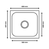SS KITCHEN SINK 1.0 BOWL (DEPTH 8INCH) WASTE COUPLING WITH PLUMBING KIT - FUTURA -  ( SATIN - DURA - 609x457 mm - 24.36inchX18.28inch )