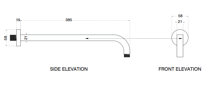 BRASS SHOWER ARM - AQUANT - ( CHROME - - 0x400 mm - 0inchX16inch )