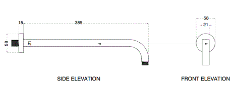 BRASS SHOWER ARM - AQUANT - ( CHROME - - 0x400 mm - 0inchX16inch )