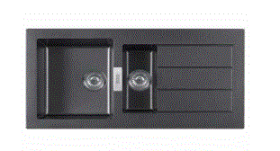 1.5 BOWL W/DB 651 SID(DEPTH B-8INCH&S-6INCH)- FRANKE -  ( CARBON BLACK - TECTONITE - 1000x510 mm - 40inchX20inch )