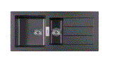1.5 BOWL W/DB 651 SID(DEPTH B-8INCH&S-6INCH)- FRANKE -  ( CARBON BLACK - TECTONITE - 1000x510 mm - 40inchX20inch )