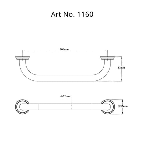 GRAB BAR - VIKING -  ( BRASS -  - 0x300 mm - 0inchX12inch )