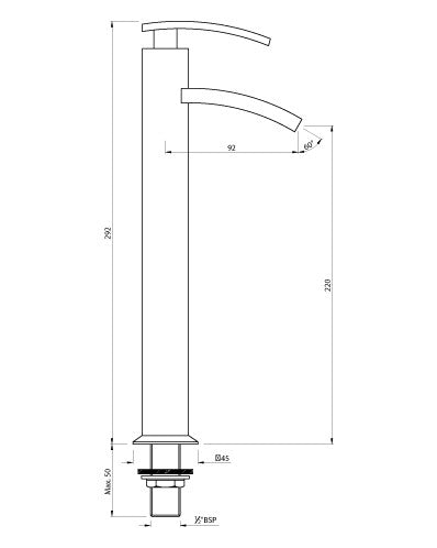 PILLAR COCK 170MM EXTD BODY - ARTIZE FAUCET -  ( CHROME - SIGNAC - 0x15 mm - 0inchX0.5inch )