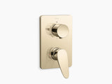 FLUENCE AQUA TURBO 360 RECESSED NON-THERMOSTATIC BATH AND SHOWER VALVE TRIM - KOHLER PREMIUM -  ( VIBRANT FRENCH GOLD - PREMIUM - 0x15 mm - 0inchX0.5inch )