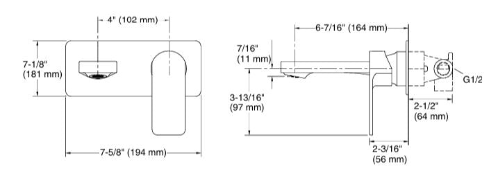 PARALLEL-W/M SL CONTR BASIN FAUCET TRIM - KOHLER PREMIUM -  ( POLISHED CHROME - PREMIUM - 0x0 mm - 0inchX0inch )