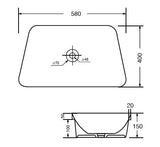SEMI COUNTER/TABLE MOUNTED WASH BASIN - AQUANT - ( WHITE - - 580x400 mm - 23.2inchX16inch )