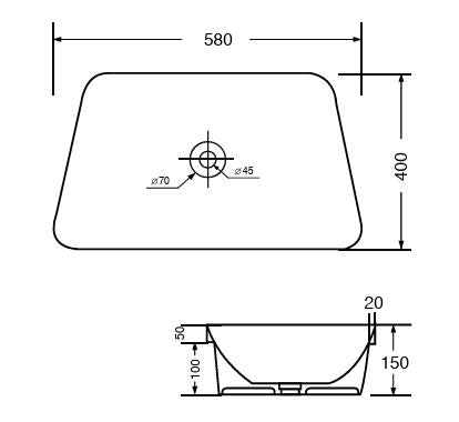 SEMI COUNTER/TABLE MOUNTED WASH BASIN - AQUANT - ( WHITE - - 580x400 mm - 23.2inchX16inch )