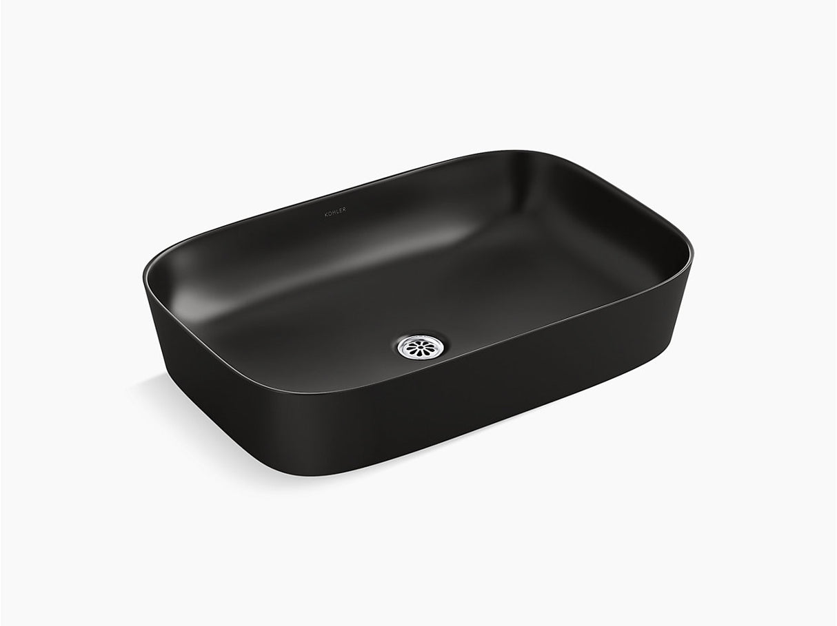 MODERN LIFE EDGE T/M RECTANGULAR VESSEL BATHROOM SINK, NO OVERFLOW - KOHLER LUXURY -  ( HONED BLACK - LUXURY - 600x396 mm - 24inchX15.84inch )