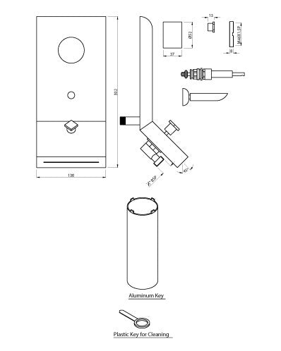 EXPOSED PART KIT OF SL JOYSTICK 3IN1 CONC. DIVTR W/BUILT-IN BATH FILLER - ARTIZE FAUCET -  ( ANTIQUE COPPER - LEXA - 0x15 mm - 0.6inchX0.6inch )