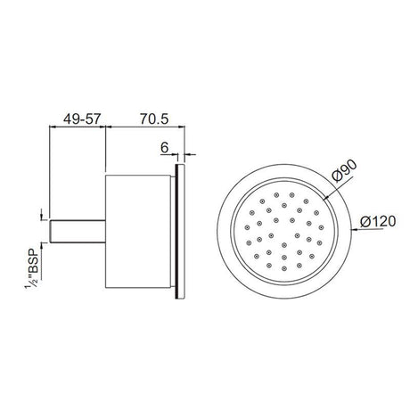 BODY SHOWER ROUND WITH INST BOX - JAQUAR FAUCETS - ( CHROME - BODY SHOWER - 15x120 mm - 0.5inchX4.5inch )