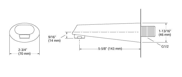 (PRUN)COMP.PLAIN BATH SPOUT W/O DIVERTER - KOHLER POPULAR -  ( BRUSHED NICKEL - POPULAR - 0x0 mm - 0inchx0inch )