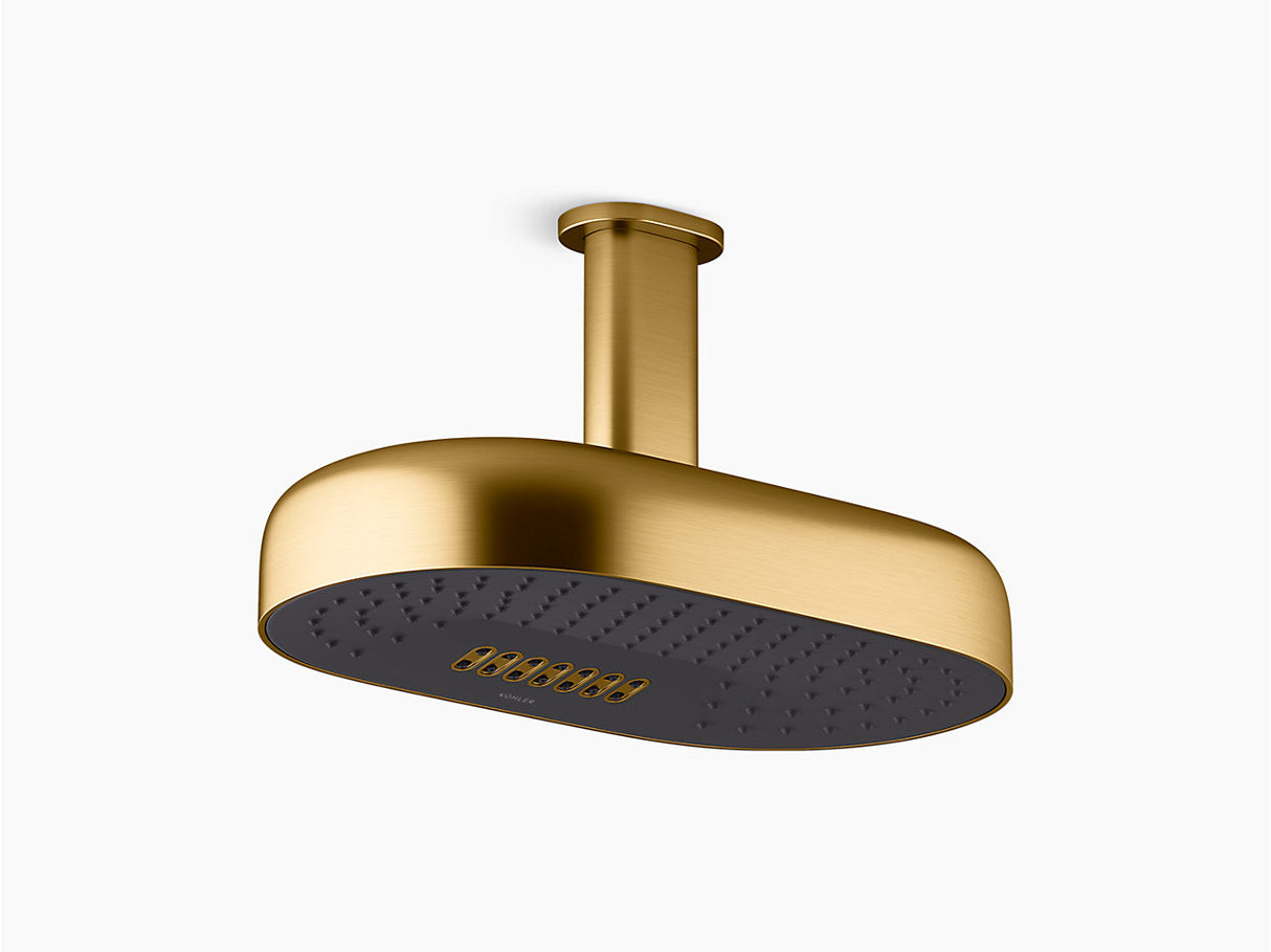 STATEMENT TM OBLONG TWO-FUNCTION RAINHEAD KATALYST W/O ARM - KOHLER LUXURY -  ( VIBRANT BRUSHED MODERNE BRASS - LUXURY - 354x87 mm - 14.16inchX3.48inch )