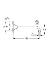 GRANDERA WALL SHOWER ARM 285MM - GROHE -  ( CHROME - G5 - GRANDERA - 0x15 mm - 0inchX0.6inch )
