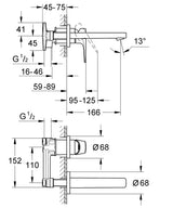 BAUFLOW 2-HOLE, 1-HANDLE WALL-MOUNT BASIN MIXER - GROHE-G2 -  ( CHROME - G2 - BAUCONTEMPORARY - 0x0 mm - 0inchX0inch )