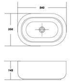 TABLE MOUNTED CERAMIC ART WASH BASIN - AQUANT -  ( MATT BLACK - ARABIAN - 540x350x145 mm - 21.6inchX14inchX5.8inch )