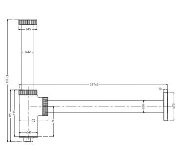 BOTTLE TRAP PRE 32 MM WIT 300 M &190 M W.CONN PIP - HINDWARE FAUCETS -  ( POLISHED CHROME - ADDONS - 0x32 mm - 0inchX1.3inch )