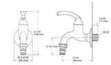 WASHING MACHINE TAP - KOHLER PREMIUM -  ( POLISHED CHROME - PREMIUM - 0x15 mm - 0inchX0.5inch )