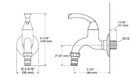 WASHING MACHINE TAP - KOHLER PREMIUM -  ( POLISHED CHROME - PREMIUM - 0x15 mm - 0inchX0.5inch )